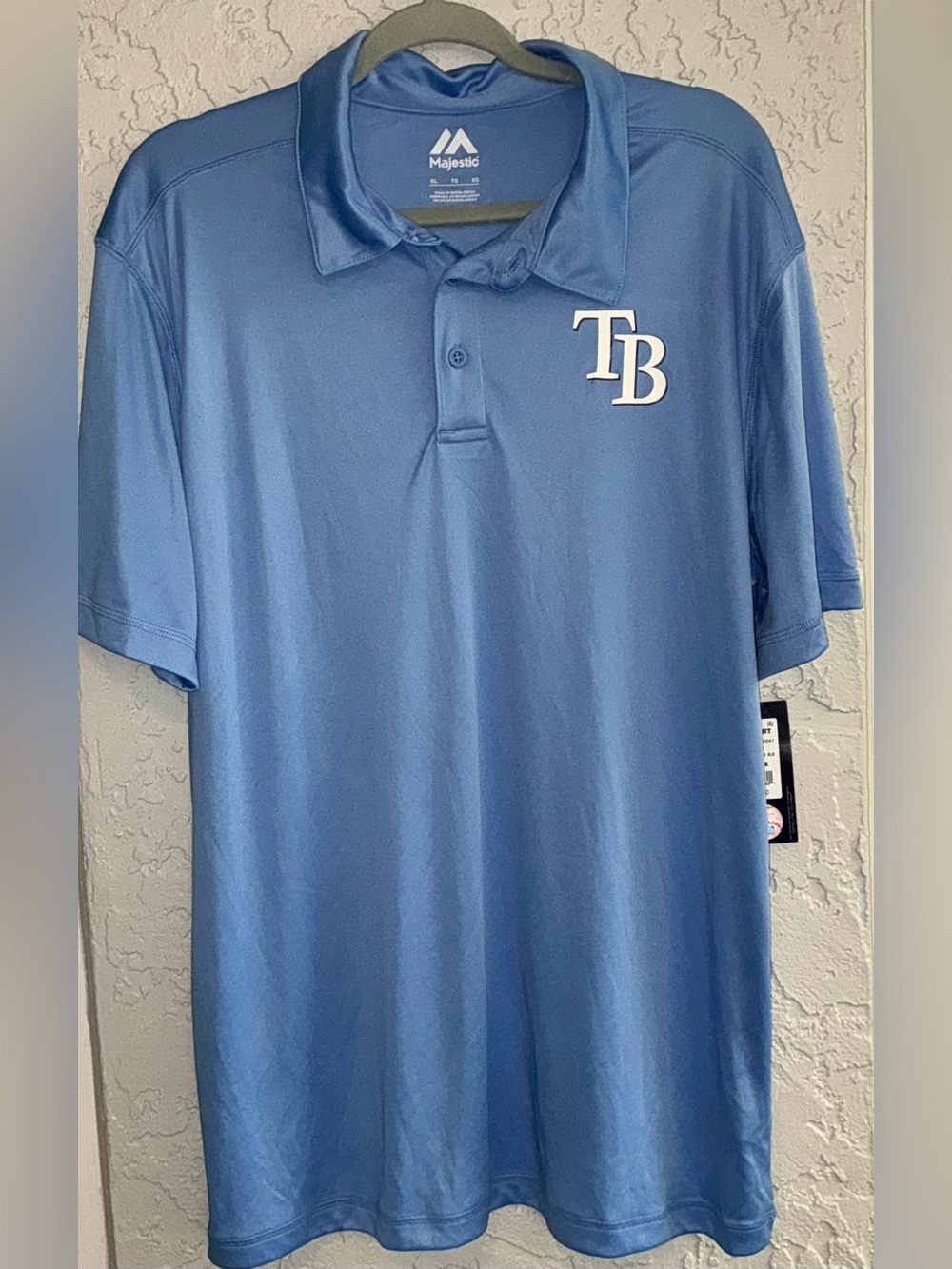 Majestic Light Blue Tampa Bay  Logo Men's Polo (NWT)